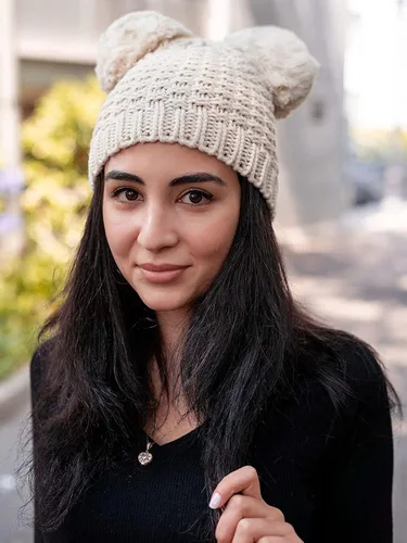 Vista 5 de Simplicity Gorro de punto trenzado para mujer, con pompón, para esquí, snowboard