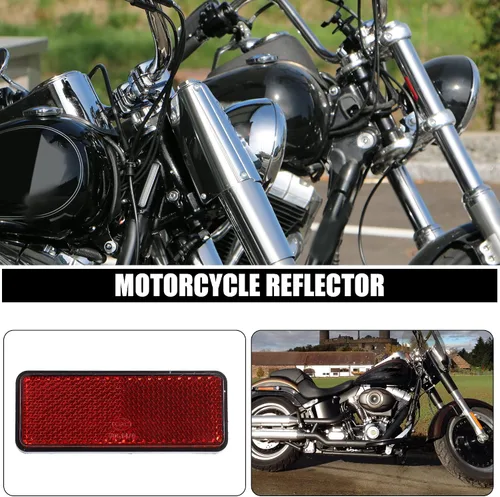 Vista 2 de X AUTOHAUX 2 piezas M6x1.0 de plástico rojo universal rectangular para montaje de tornillo, reflectores de advertencia reflectantes para motocicleta