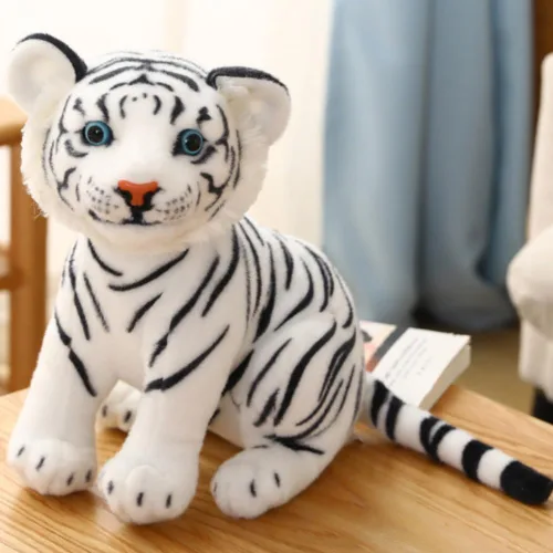 Vista 2 de OUKEYI Peluche de Tigres de 9 pulgadas/9.1 in, animal de peluche realista, animales de peluche para niños, regalo para niños, bebé, abrazo, tigre