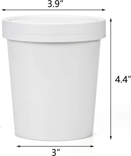 Vista 5 de Hedume Paquete de 60 vasos de papel para helado con 60 tapas, recipientes de postre congelado de 16 onzas con tapas, recipiente de alimentos fríos