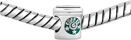 Vista 2 de KunBead Abalorio de taza de café de oficina compatible con pulseras Pandora, Cobre, vidrio