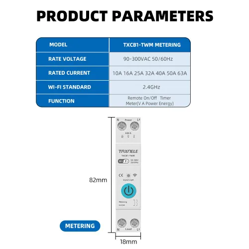 Vista 8 de Interruptor de circuito inteligente WiFi 63A MCB, relé temporizador de medición de potencia para TUYA Smart Home Interruptor de control remoto