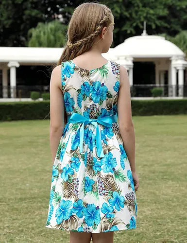 Vista 99 de Vestido de verano para niña, de algodón, con diseño floral