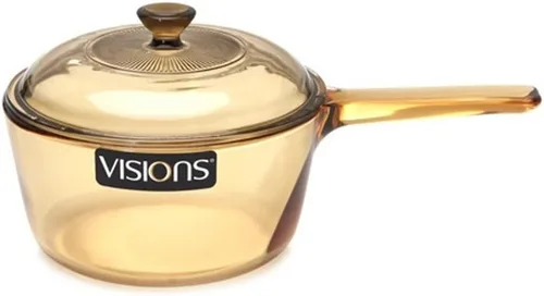 Vista 4 de Visions Juego de ollas de cocina de 6 piezas con cubiertas de vidrio, ámbar