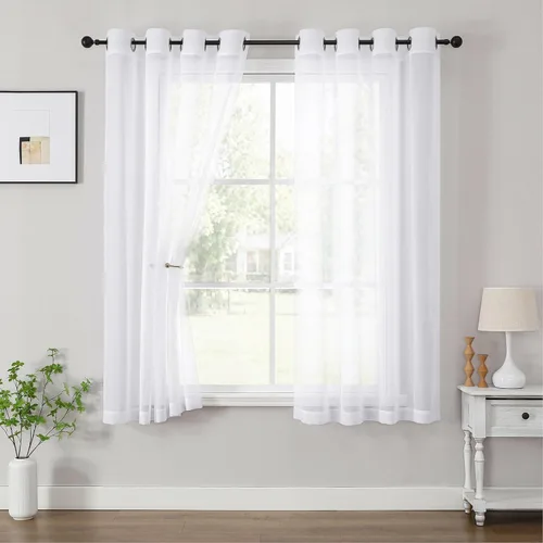 Vista 72 de OWENIE Cenefa transparente con ojales negros para ventanas, 2 paneles de 52