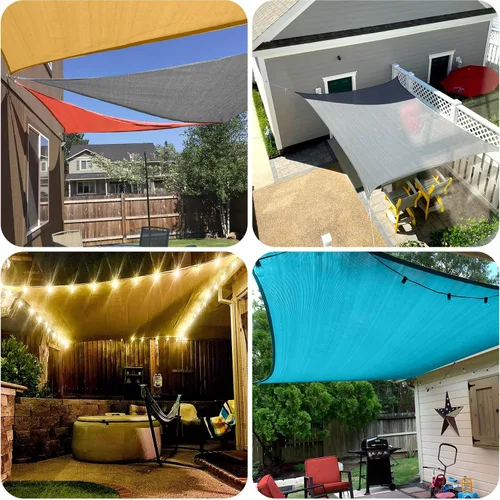 Vista 7 de SUNLAX Toldo tipo vela, forma de rectángulo, protección ultravioleta, permeable, para exteriores y patio trasero (hacemos tamaño personalizable), 7