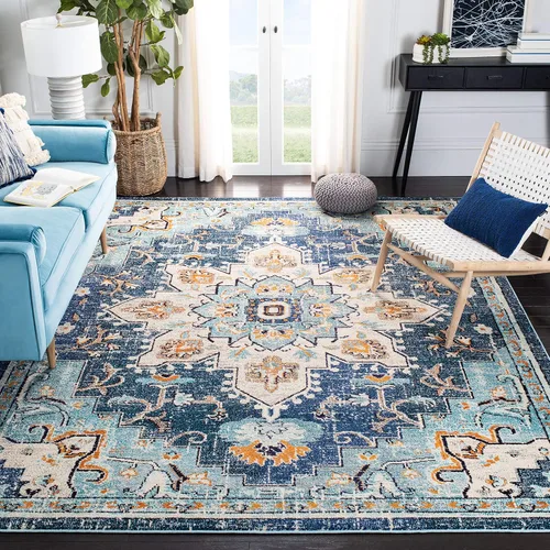 Vista 47 de Safavieh MAD473E - Tapete con diseño de medallón desgastado, bohemio elegante, colección Madison, no suelta pelos, fácil de cuidar, alto tránsito