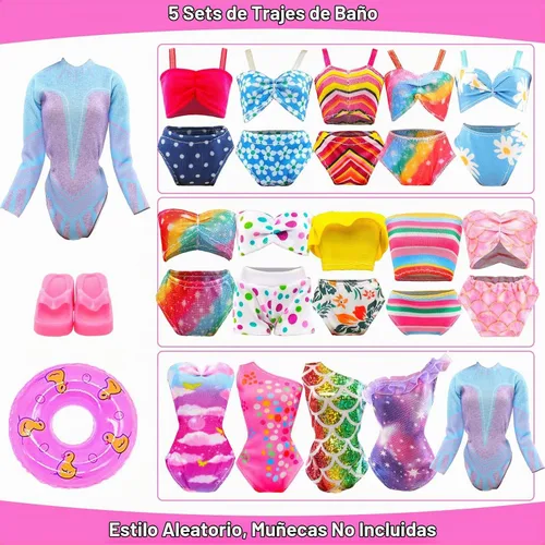 Vista 3 de Paquete de 26 trajes de baño de muñeca de 11.5 pulgadas y accesorios