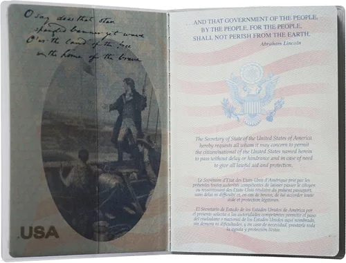Vista 3 de Juego de 2 fundas de plástico de vinilo transparente resistente para pasaporte, hechas en Estados Unidos, Gris, Cartera de viaje