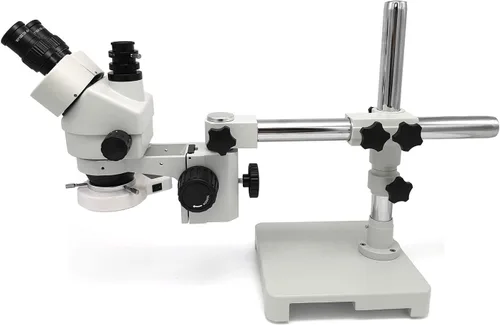 Vista 3 de SWIFT Microscopio estéreo trinocular S7 7X-45X con oculares de campo ancho 10X, lente objetivo de zoom 0.7X-4.5X, soporte de brazo único y anillo