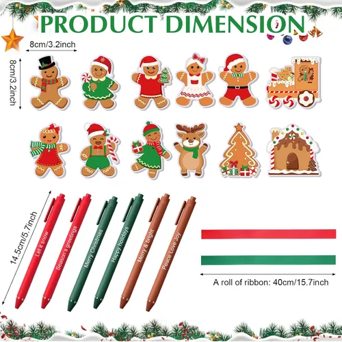 Vista 2 de Pasimy Juego de 24 notas adhesivas de Navidad y bolígrafos, regalos navideños de invierno para estudiantes, compañeros de trabajo, blocs de notas
