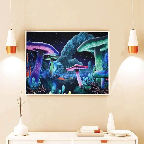 Vista 3 de VIGEGU Kits de pintura de diamantes de hongos, kits de pintura de diamantes 5D para adultos y niños, kits de arte de diamantes de bricolaje, pintura
