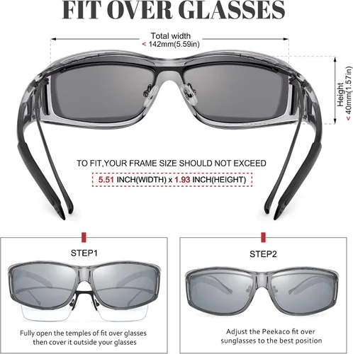 Vista 16 de Polarized Sunglasses Fit Over Glasses for Women Men with UV400 Protection Over Wrap Around Sun Glasses