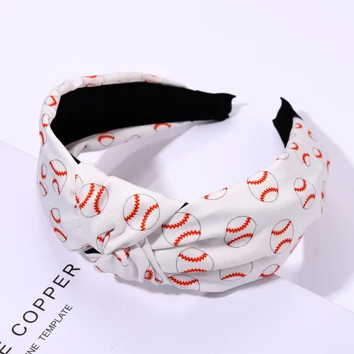 Vista 2 de ZITULRY Diademas anudadas para mujer, baloncesto, fútbol, béisbol, estampadas, banda ancha con nudo superior, diadema deportiva, fiesta