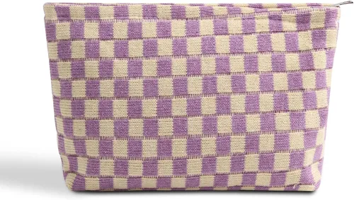 Vista 10 de Lindo bolso de maquillaje a cuadros Y2k para mujer Negro