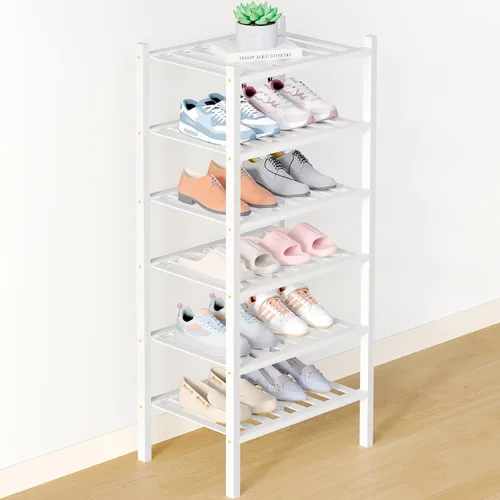 Vista 78 de Smiry Zapatero de bambú para armario, organizador de zapatos de madera de 3 niveles, estante apilable de almacenamiento de zapatos de madera
