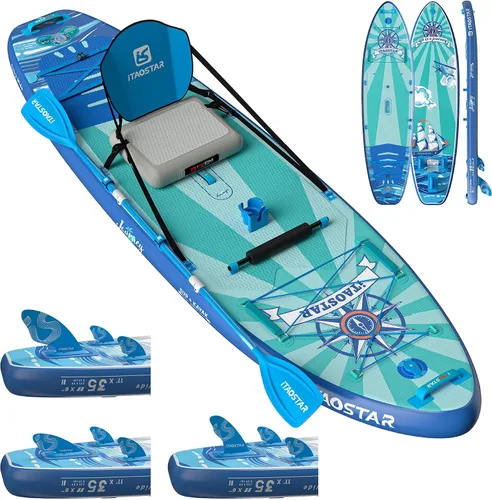 Vista 11 de iTAOSTAR Journey Tabla de Paddle de 11'6" / 11'×34" / 11'×35" Extra Ancha, Accesorios Premium de Tabla SUP Todo-en-Uno, Aletas Personalizadas
