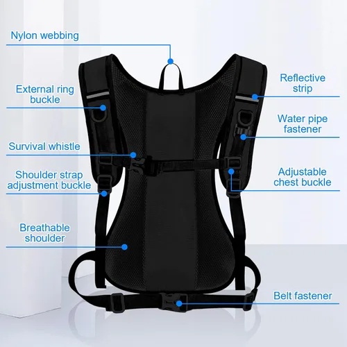 Vista 4 de Mochila de hidratación, mochila de ciclismo al aire libre, mochila de hidratación ligera con vejiga de hidratación de 70 onzas, mochila de agua