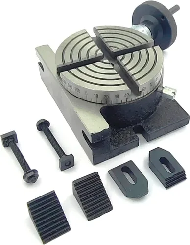 Vista 2 de 4" pulgadas (3.937 in) mesa rotatoria 4 ranura para fresadora con kit de abrazadera M6