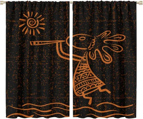Vista 32 de Kokopelli - Cortinas opacas para cocina, decoración de sala de estar, dormitorio, 21 x 45 pulgadas, 2 paneles