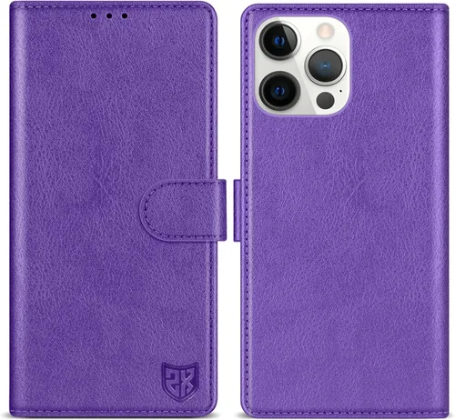 Vista 15 de ZZXX Funda tipo cartera para iPhone 14 Plus con bloqueo RFID, ranura para tarjetas, función atril, cierre magnético, funda protectora de cuero Negro