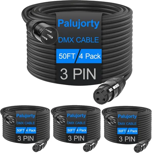 Vista 10 de Paquete de 10 cables DMX de 3 pines de 3.2 pies para luz de escenario y controlador