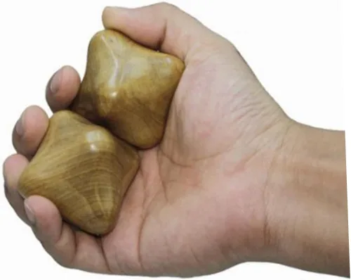 Vista 3 de Healeved 3 unids bolas de bola de acupresión circulación cuidado para alivio hexágono herramienta de sangre punto gatillo de mano ejercicio madera