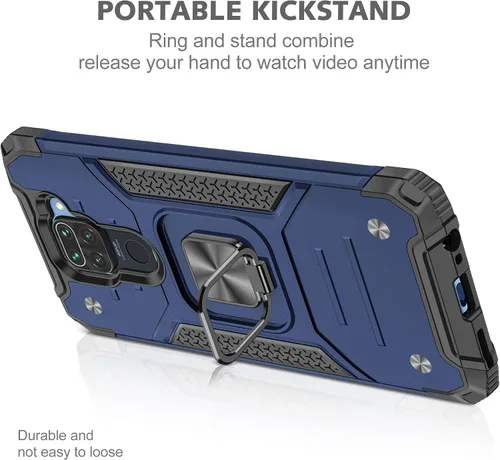 Vista 5 de Asuwish Funda de teléfono para Xiaomi Redmi Note 9/Redmi 10X 4G con protector de pantalla de vidrio templado y soporte de anillo soporte delgado