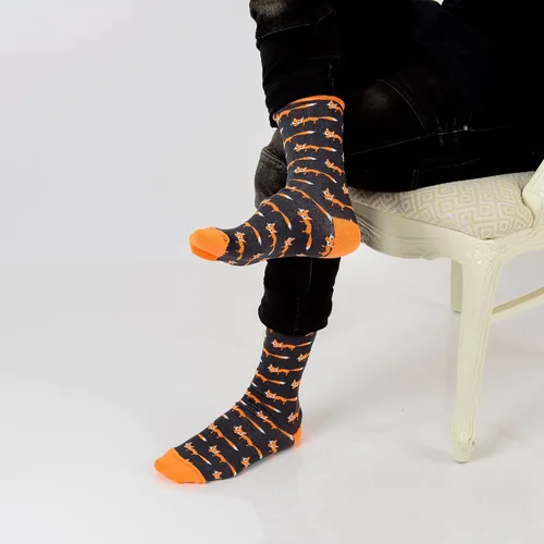 Vista 3 de Calcetines de media pantorrilla para hombre, diseño de animales locos, casual, algodón, talla 9, 13, divertido, colorido, novedad, arte, hombre
