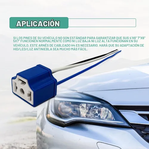 Vista 7 de 2 piezas de conector de faro H4 9003 HB2 cerámico con 3 adaptadores de cableado de enchufe de arnés para relé H4, faros o luces antiniebla, conector