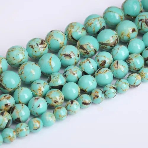 Vista 53 de 4mm 90 piezas Cuentas de piedra natural de turquesa africana para hacer joyería Cuentas sueltas de gemas redondas para pulseras, collares, aretes