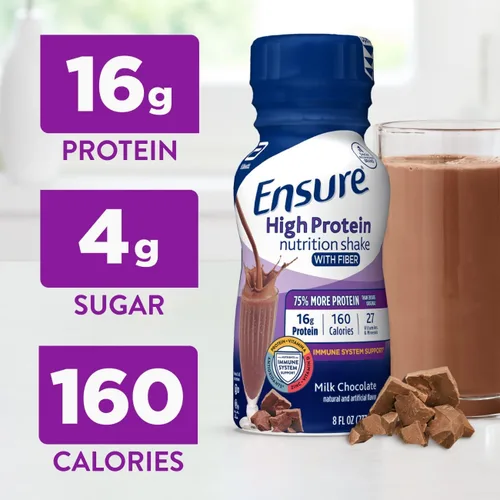 Vista 2 de Ensure Batido nutricional con alto contenido de proteínas con fibra, 0.56 oz de proteína, batidos de reemplazo de comidas, con nutrientes