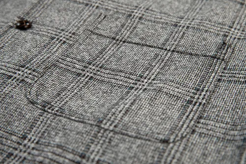 Vista 4 de Chaleco de traje vintage para hombre, chaleco de tweed a cuadros, chaleco de ajuste regular para padrinos de boda
