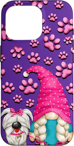 Vista 19 de iPhone 11 - Cosas de gnomo púrpura para mujer, patrón de pata rosa para perro, mamá