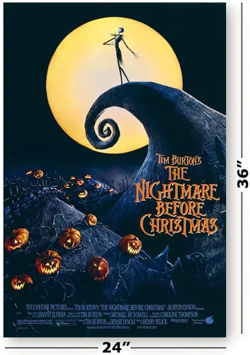 Vista 2 de Tim Burton's The Nightmare Before Christmas - Póster de película (estilo regular, color blanco) (tamaño: 24 x 36 pulgadas)