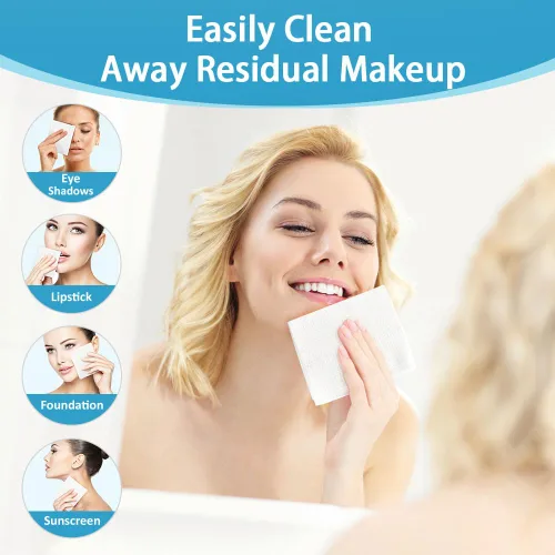 Vista 3 de HOMEXCEL Toallas faciales, toallitas faciales desechables, toallitas secas biodegradables para quitar maquillaje, toallas faciales súper suaves