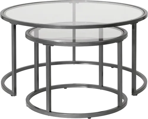 Vista 5 de Camber Elite - Juego de mesa auxiliar redonda de metal y vidrio, 35 pulgadas