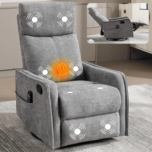 Vista 14 de Silla reclinable con masaje y calor, silla reclinable giratoria con respaldo alto, sillones reclinables manuales Lazy Boy para adultos, silla
