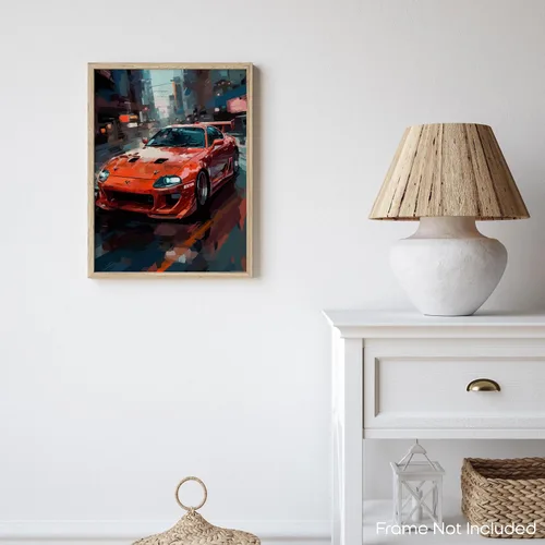 Vista 7 de Inspirational Wall Art Co. - Emocionante Póster de Toyota Supra 1993 - Póster de coche para habitación de niños - Decoración de pared
