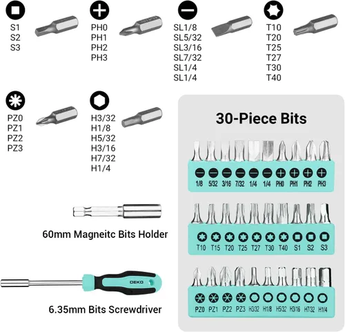 Vista 5 de DEKOPRO Kit de herramientas manuales generales para el hogar de 50 piezas con caja de herramientas de plástico, kit de herramientas multiusos
