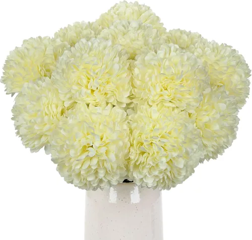 Vista 13 de Briful 12 tallos artificiales de crisantemo negro – Cabezas de flores de seda de 11 pulgadas de alto con hojas verdes, tallos flexibles
