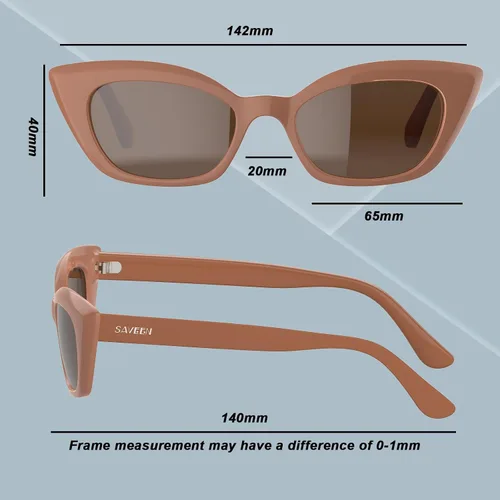 Vista 4 de Saveen Gafas de sol retro de moda TAC ojo de gato para mujer, montura rectangular TR90 gruesa gafas de sol polarizadas protección UV400