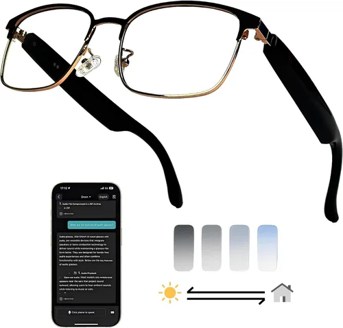 Vista 13 de AI Smart Gafas de Traducción Inalámbricas Bluetooth para Hombres/Mujeres con Altavoces/Bluetooth y Traducción de +140 Idiomas
