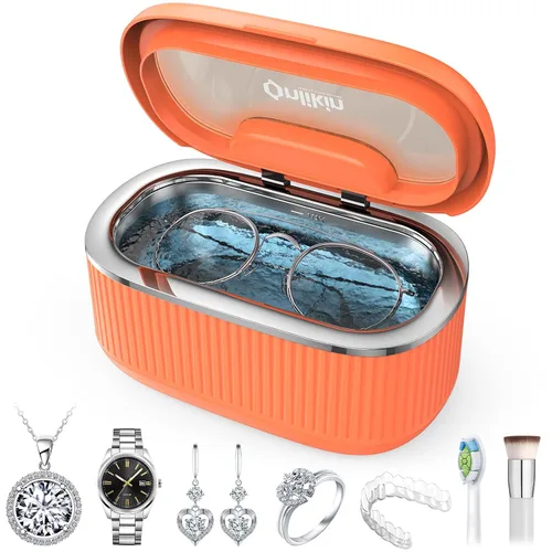 Vista 10 de Limpiador ultrasónico de joyas de 35W, limpiador de retenedor de 45KHz para joyas, 5 temporizadores y 3 modos de potencia, para anteojos, anillos