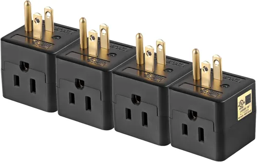 Vista 12 de Adaptador de pared de 3 tomas de corriente, extensor de enchufe de 3 clavijas con certificación UL, 125 V, 1875 W, enchufe de pared de 3 vías
