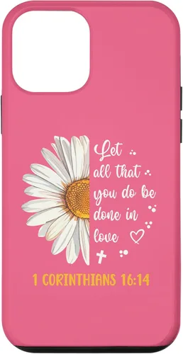 Vista 16 de Linda Daisy 1 Corinthians 16:14 Love Bible Verse for Women Case for iPhone 17