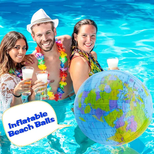 Vista 7 de Paquete de 20 globos inflables del mundo, bola de playa de 16 pulgadas para regalos de fiesta de playa de verano