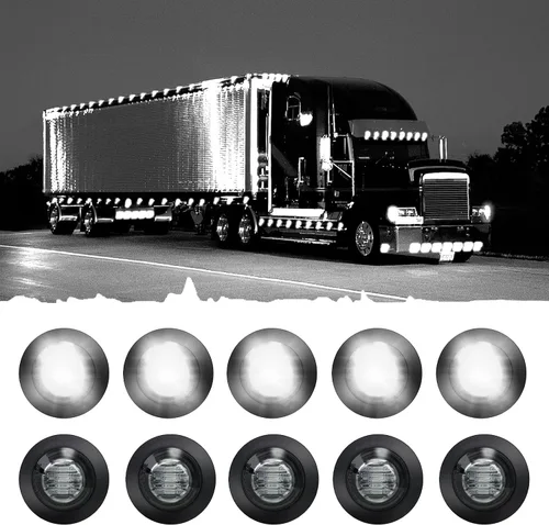 Vista 19 de juego de 10 luces LED selladas impermeables ámbar de 3/4" mini redondas, luces indicadoras delanteras, traseras y laterales, luces de gálibo