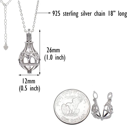 Vista 5 de Paialco Collar con colgante de plata de ley 925 con diseño de iglesia gótica y jaula hueca para mujer