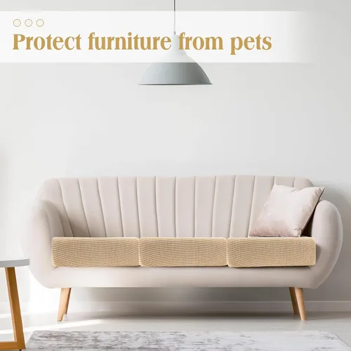 Vista 6 de Newwiee 8 fundas de cojín elásticas impermeables para patio, fundas de cojín para exteriores, fundas de repuesto para sofá, funda de asiento suave